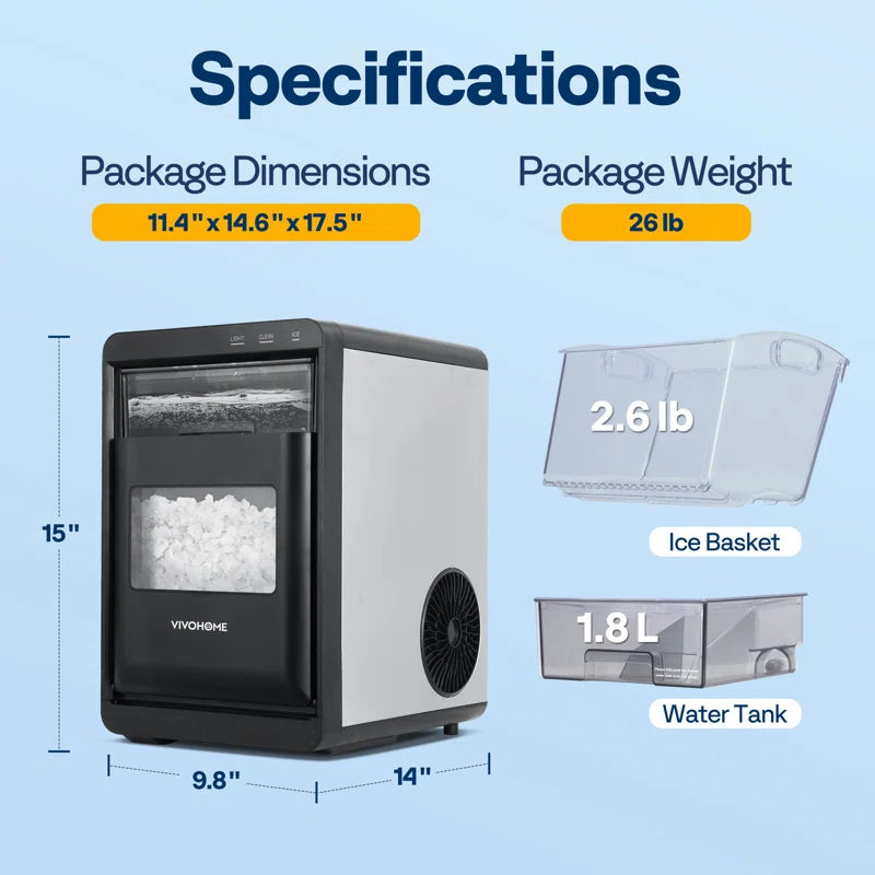 45 Lb.daily Production Pebble Ice Countertop Ice Maker With Self-cleaning